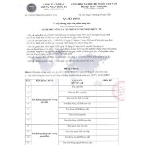 Chứng nhận sản phẩm phù hợp quy chuẩn Việt Nam