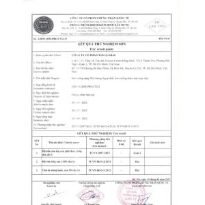 Kết quả thử nghiệm sản phẩm hợp quy
